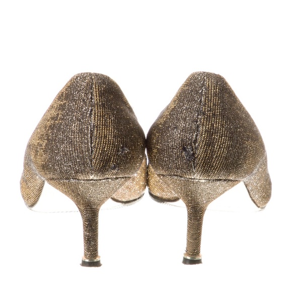 Manolo Blahnik 50 HANGISI  Metallic Crystal-Toe Pump, Gold/Silver~EU 36.5/US 6.5 - Picture 12 of 15